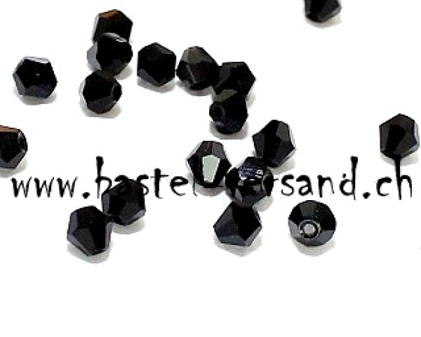 Glasperle Doppelkegel 4mm schwarz