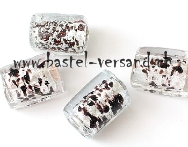 Glasperle silber/schwarz (1Stk.)