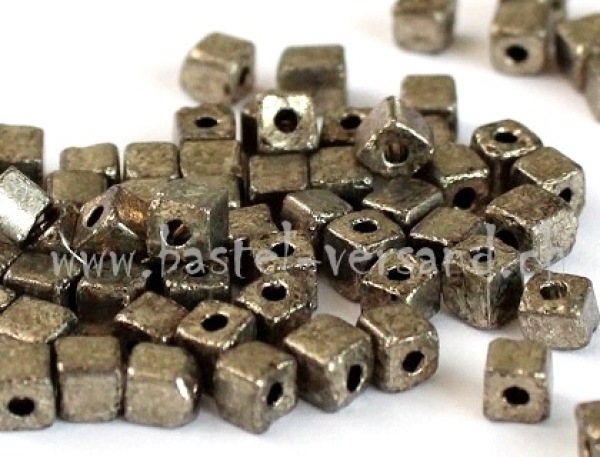 Glaswürfeli 4 x 3mm altsilber