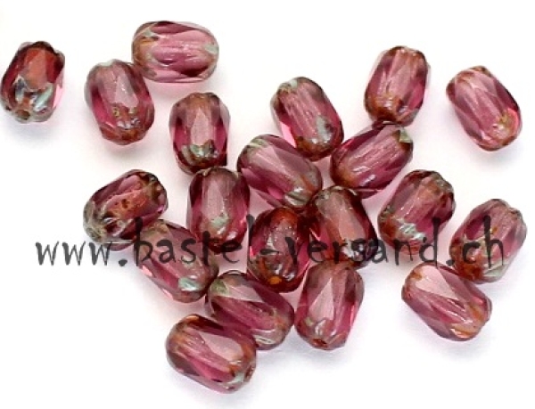 Glasschliffperle 6 x 4mm aubergine