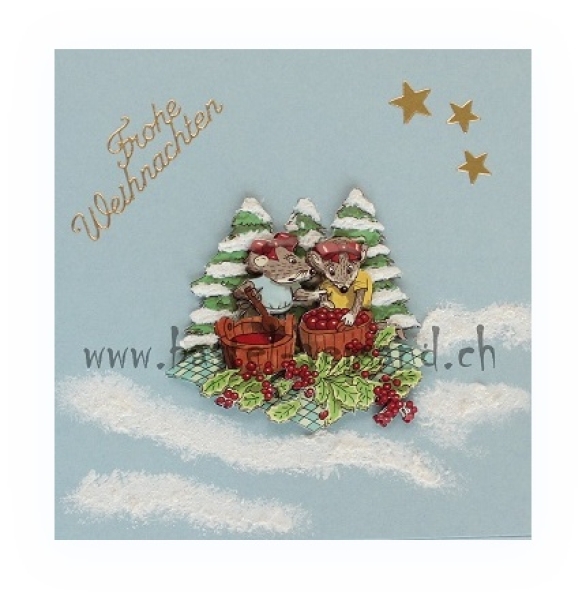 Weihnachtskarte Mäuse "Frohe Weihnachten"