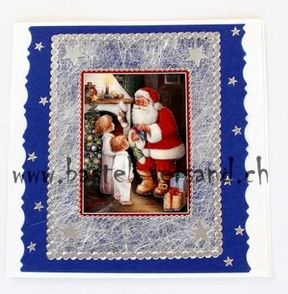 Weihnachtskarte Weihnachtsmann bringt Geschenke