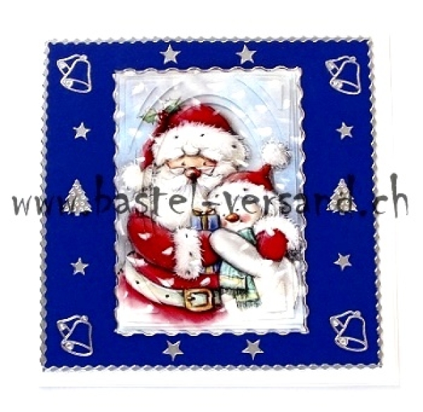 Weihnachtskarte Weihnachtsmann mit Schneemann