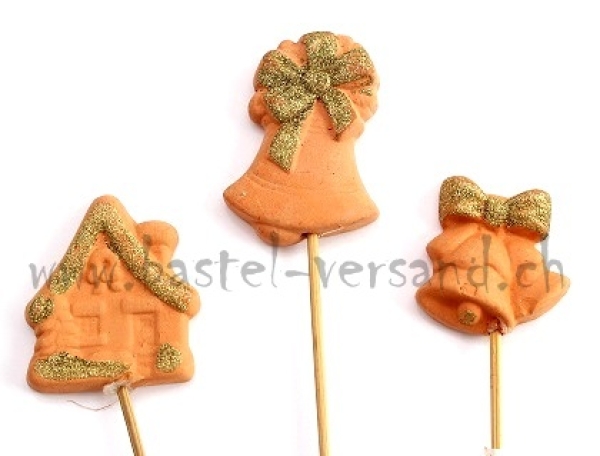 Keramikstecker Weihnachtsmotive terracotta
