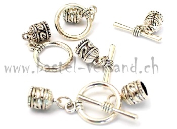 Knebelverschluss mit Endkappen silberfarbig