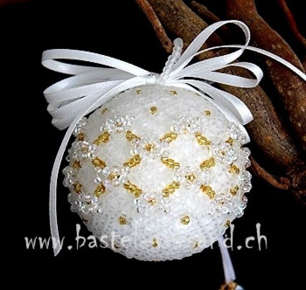 Kugel 5,5cm weiss/gold