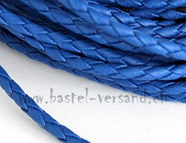 Lederband geflochten 4 mm blau