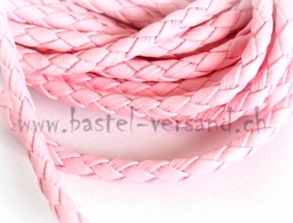 Lederband geflochten 4 mm rosa