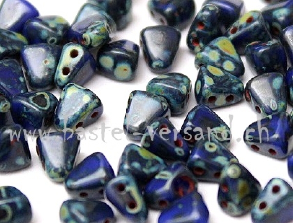 NIB-BIT 6x5mm opaque blue picasso