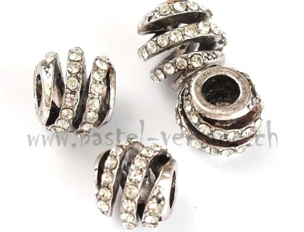 Metallperle 11mm mit Strass kristall