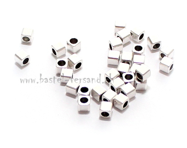 Metallperle Würfel 2mm silberfarbig
