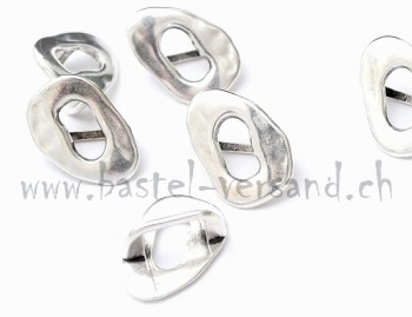 Metallschlaufteil Oval mattsilber ca. 18 x 26mm