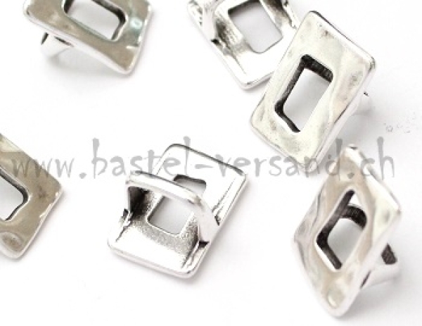 Metallschlaufteil Rechteck mattsilber ca. 14 x 19mm