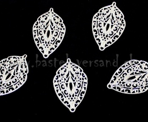 Metallteil Anhänger Blatt silberfarbig (1Stk.)