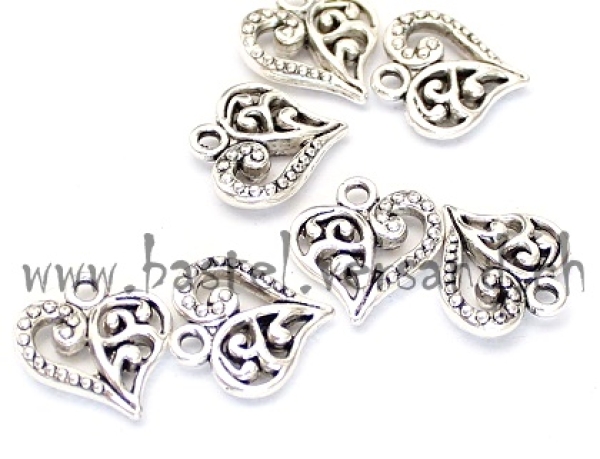 Metallteil Anhänger Herz silberfarbig (1Stk.)