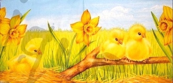 Serviette 3 küken und narzissen