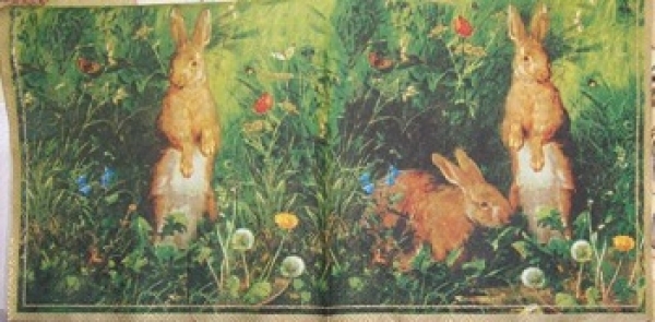 Serviette 3 hasen