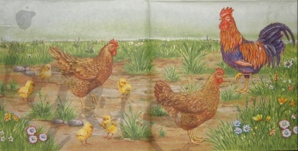 Serviette hühnerfamilie