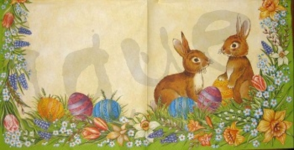 Serviette 2 hasen gelb (2Stk)