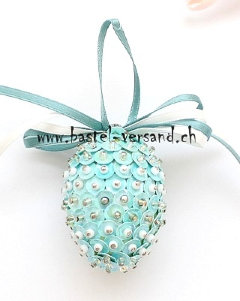Pailletten Ei 4,5cm hellblau