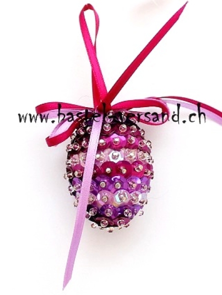 Pailletten Ei 4,5cm lila/orchidee