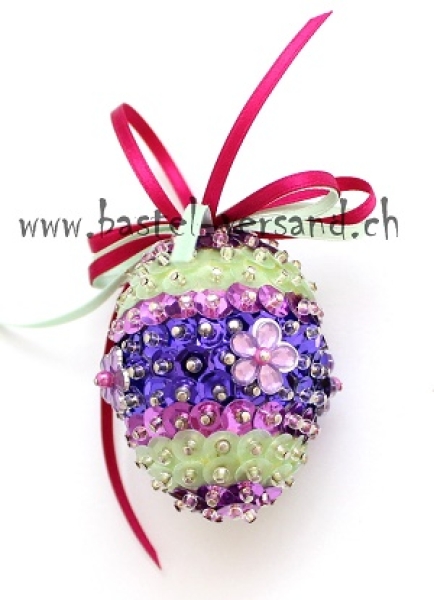 Pailletten Ei 5,5cm lila/grün
