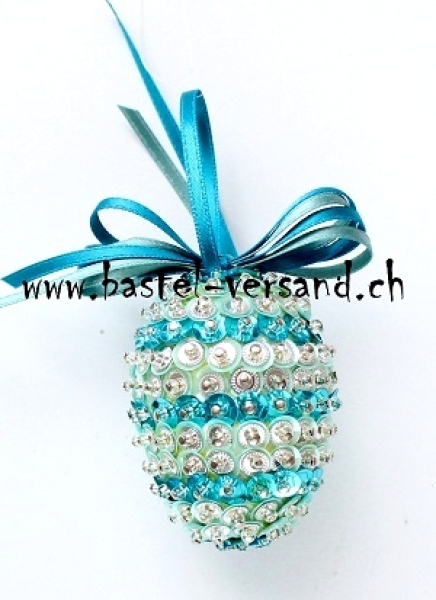 Pailletten Ei 5,5cm türkis