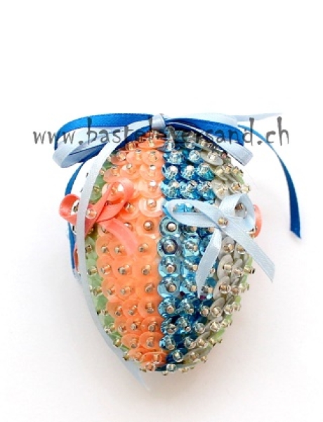 Pailletten Ei 7cm gestreift