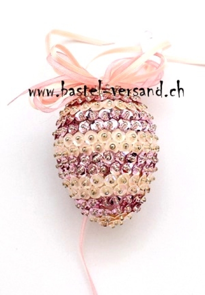 Pailletten Ei 7cm rosa