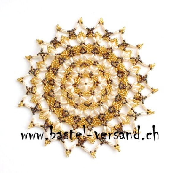 Perlendeckeli 14cm gold/blau