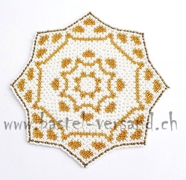 Perlendeckeli 18cm weiss/gold