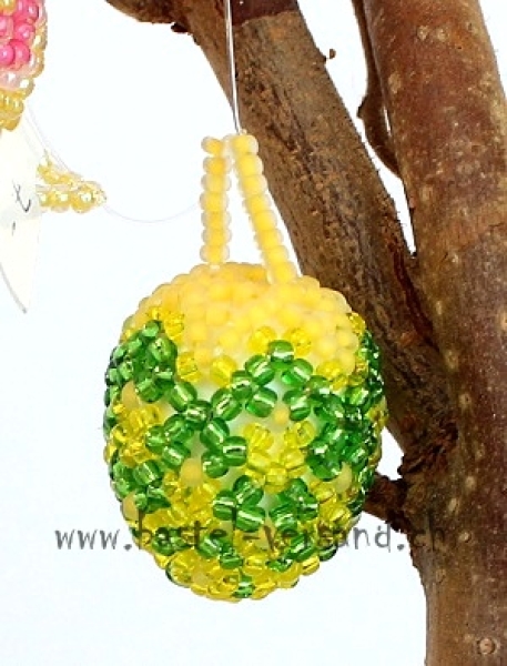 Perlenei 3cm gelb/grün