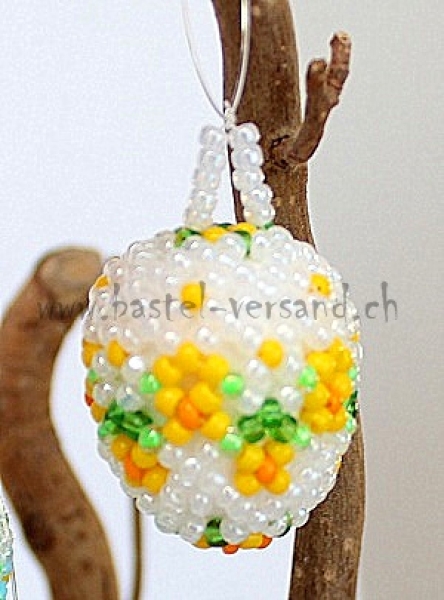 Perlenei 3cm weiss/gelb