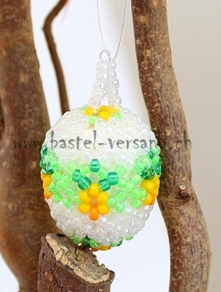 Perlenei 3cm weiss/grün