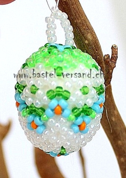 Perlenei 3cm weiss/hellblau