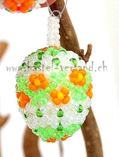 Perlenei 3cm weiss/orange