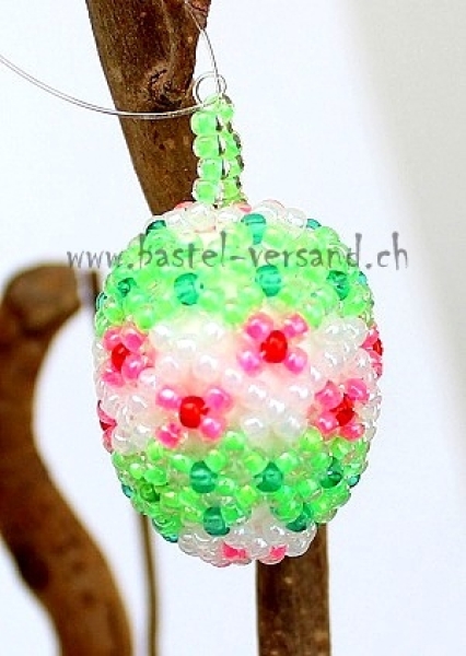 Perlenei 3cm weiss/neonpink