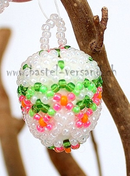 Perlenei 3cm weiss/pink