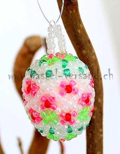 Perlenei 3cm weiss/pink