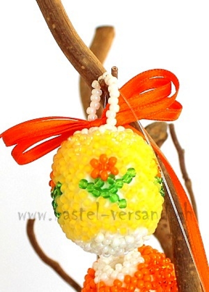 Perlenei ca. 3,3cm Blume gelb