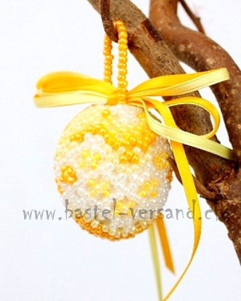 Perlenei ca. 4cm Blümchen gelb