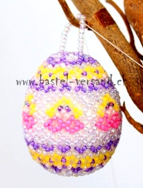 Perlenei ca. 5cm Blumen lila