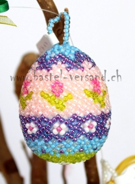 Perlenei ca. 5cm Blümchen rosa