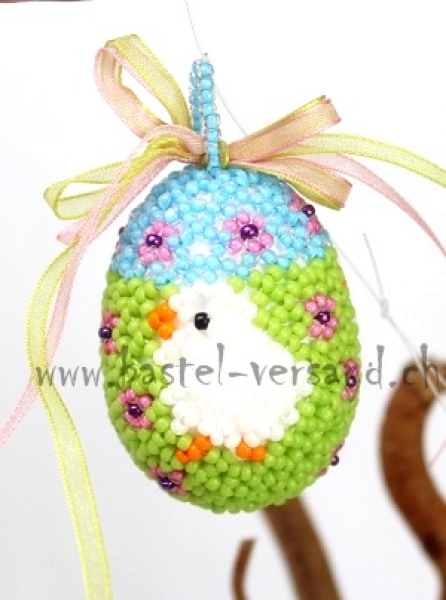 Perlenei ca. 5cm Küken weiss