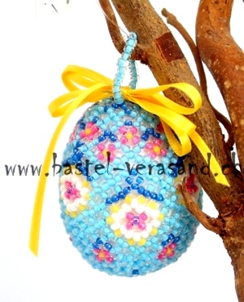 Perlenei ca. 5cm Blumenwiese blau