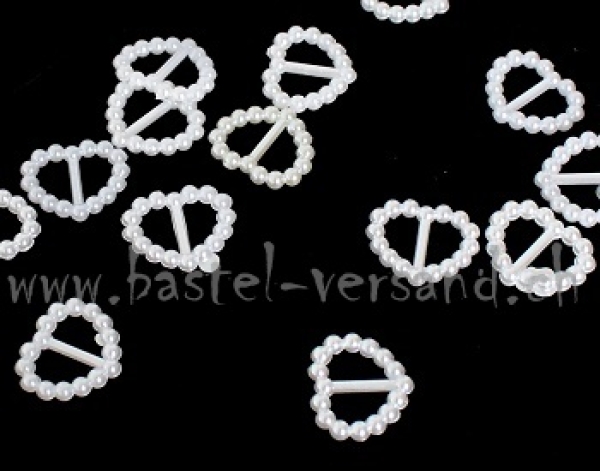 Perlenherz mit Steg weiss 17mm