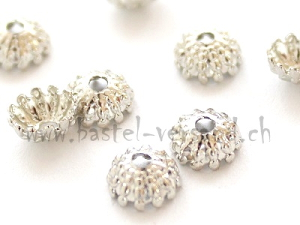 Perlkappe silberfarbig 6mm