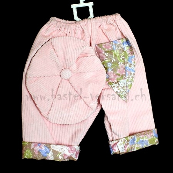 Puppenhose rosa mit Hut für 50cm Puppe