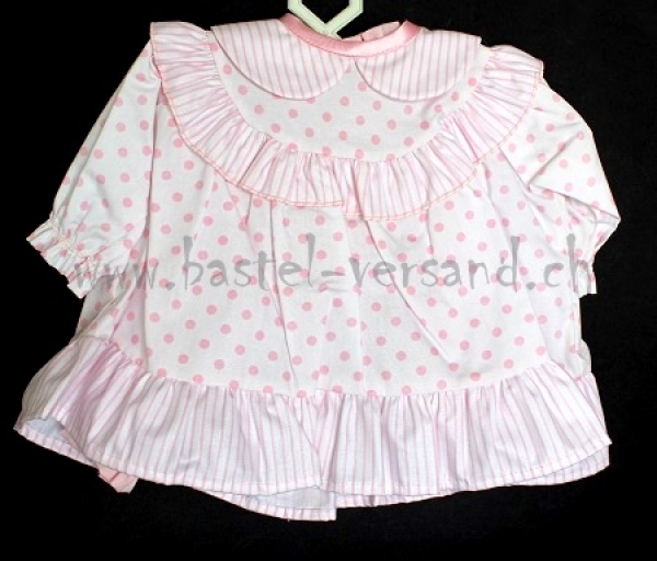 Puppenkleid weiss mit rosa Tupfen für 50cm Puppe