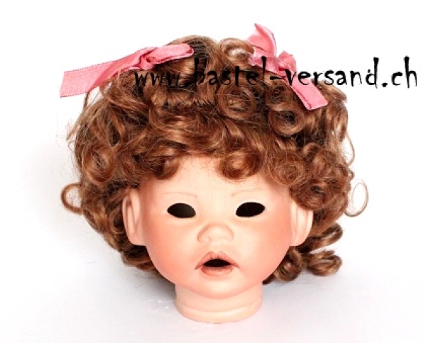 Puppenperücke 28 - 29cm Lockenkranz braun